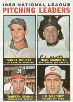 NL Pitching Leaders - Jim Maloney / Juan Marichal / Warren Spahn / Sandy Koufax