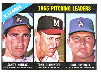 NL Pitching Leaders - Sandy Koufax / Tony Cloninger / Don Drysdale LL