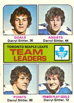 1975 Topps #328 Maple Leafs Leaders - Darryl Sittler