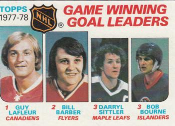 Game Winning Goal Leaders - Guy Lafleur / Bill Barber/ Darryl Sittler / Bob Bourne