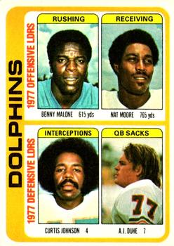 Miami Dolphins TL - Benny Malone / Nat Moore / Curtis Johnson / A.J. Duhe