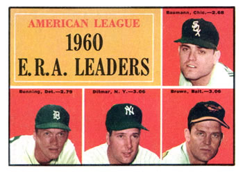 AL ERA Leaders - Frank Baumann / Art Ditmar / Jim Bunning /Hal Brown