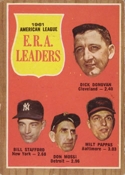 AL ERA Leaders - Bill Stafford / Don Mossi / Milt Pappas / Dick Donovan