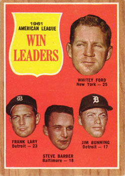 AL Win Leaders - Whitey Ford / Frank Lary / Steve Barber / Jim Bunning